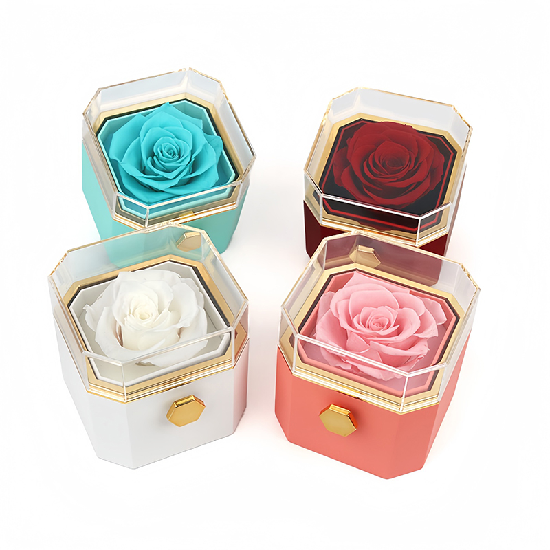 Preserved Rose in Octagonal Jewelry Box Eternal Forever Flowers Mothers Valentines Day Gifts for Mom Wife Sister Grandma Anniversary Thanksgiving-image-1098122472