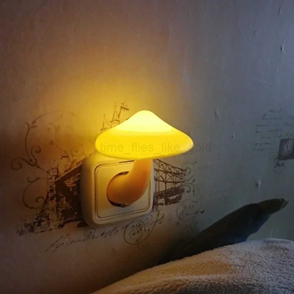 EU Plug Home Bedroom Led Night Light Mushroom Wall Socket Lamp Warm White Light-control Sensor Bedroom Light Home Decoration H260318-image-1098113101