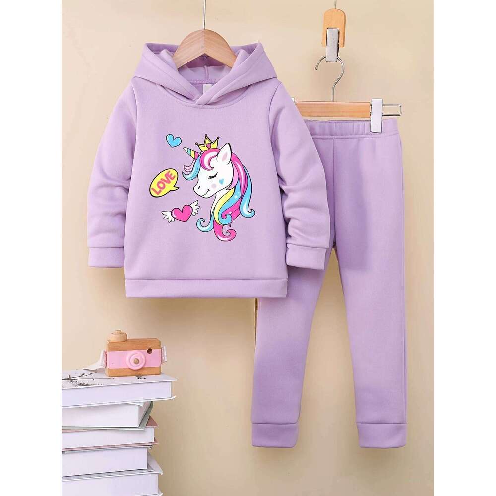 Spring Baby Girls Hooded Clothes Set Kid Printed Hoodies Pullover Top and Pants 2 Pieces Suit Children Tracksuits S260318 L260920RXC3