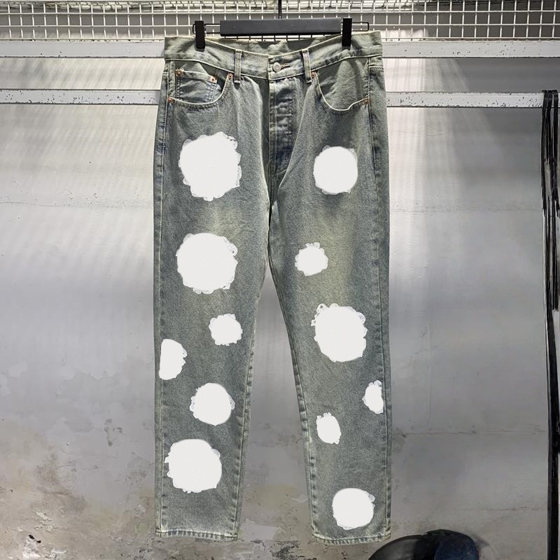 Denim Teears Jacket High Street Denim Jeans Fashion Designer Kapok Flower Cotton Wreath Print Waist Casual Jacket Slim Fit Comfortable Couple Denim