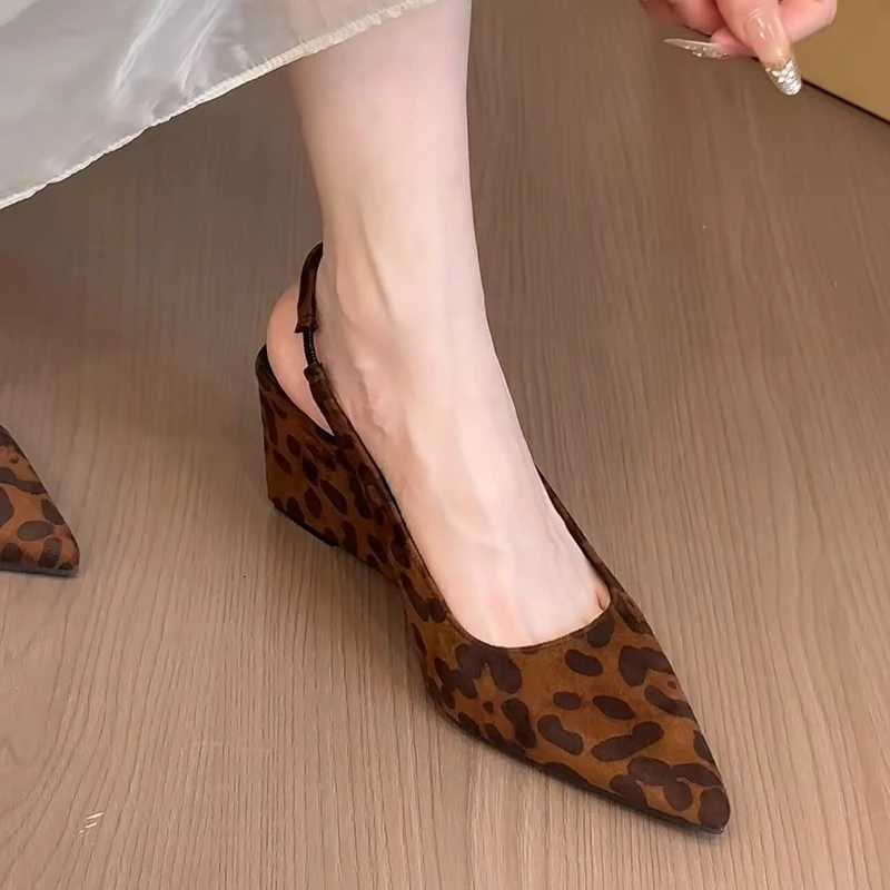 Été couverture orteil femmes léopard sandales mode compensées talon Slingback Mule dames robe De soirée pompes chaussures Zapatos De Mujer Z26031