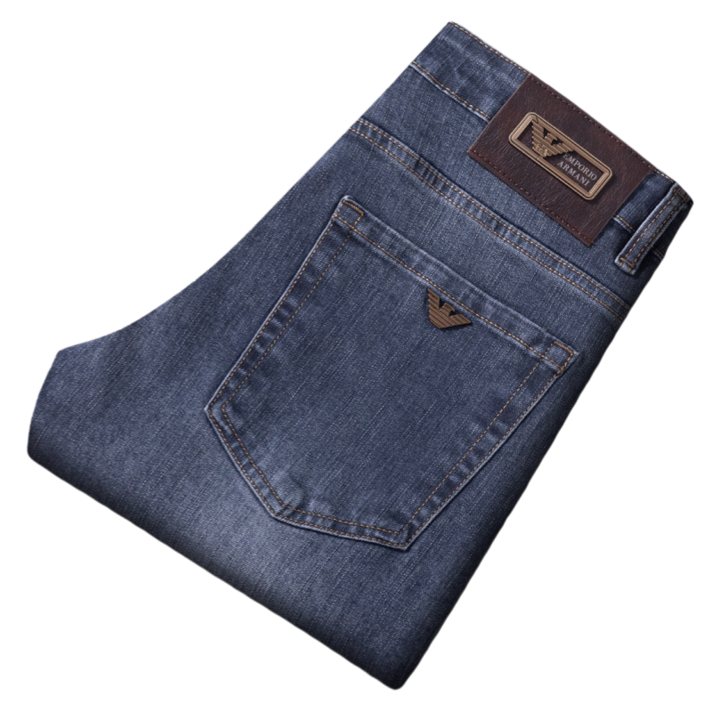 Men's Jeans Autumn Winter Men Slim Fit European American High-end Brand Small Straight Pants F328-95