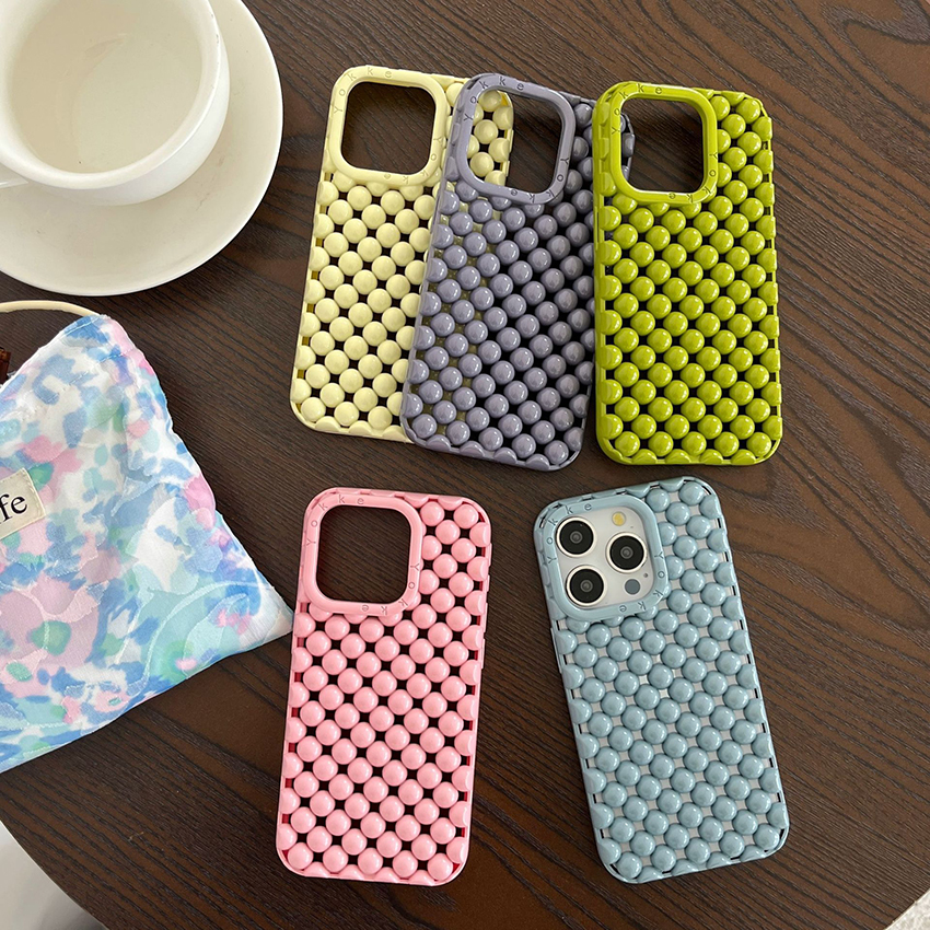 Coque de téléphone creuse pour Iphone 17 16 15 14 13 Pro Max cubique 17Pro fausse perle 16Pro coque de téléphone 16Promax couleur unie 15Promax p