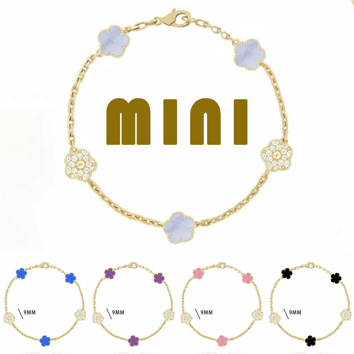 designer bracelet luxury jewelry mini clover bracelet gold bracelet charm bracelet with diamond 9mm flower bangle designer jewelry luxury jewelry wo