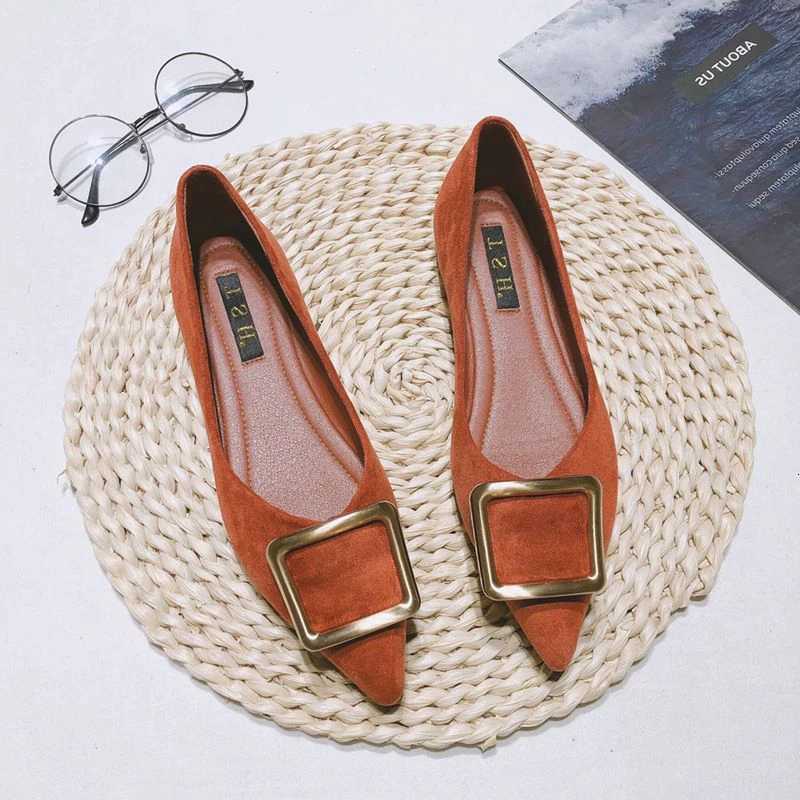 Flat Shoes for Women Zapatos Planos De Mujer Mocasines Mujer Solid Color Metal Square Pointy Shoes 31-46 All Match Basic Flats Z260318