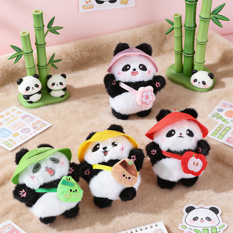 Cute Panda Plush Keychain Hat Bag Pendant Backpack Ornament Doll Gift-image-1098293440