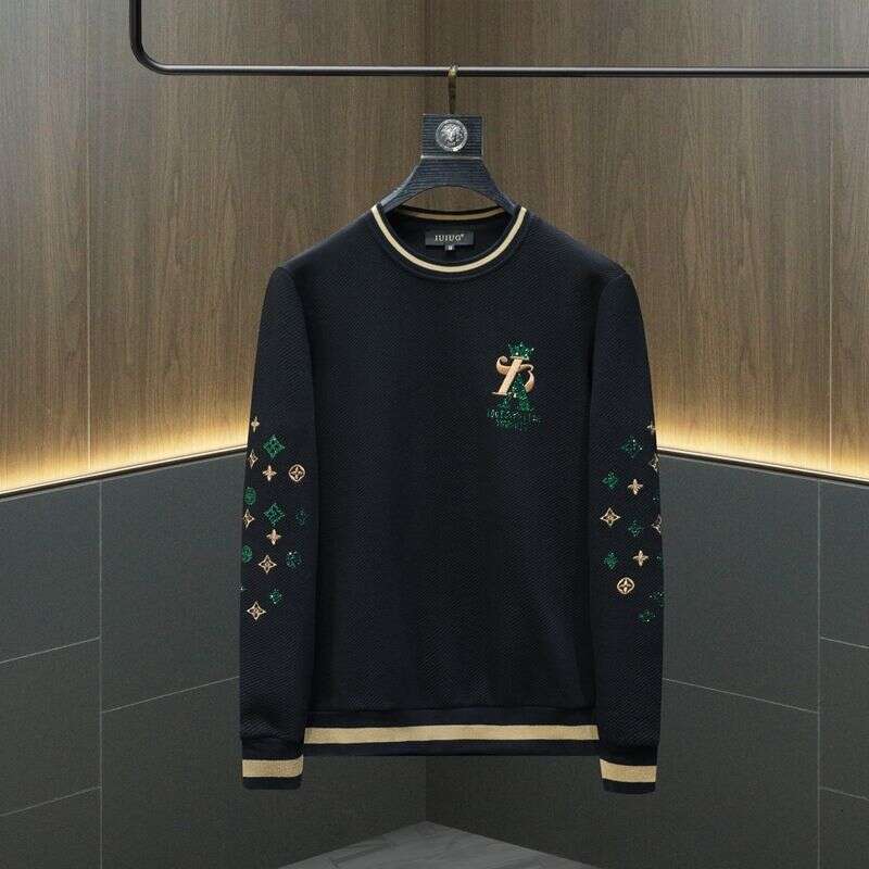 New DesignAmerican Men 's Embroidered Sweatshirt, Trendy Pullover, New Model, Round Neck, Casual, High-End Printed, Long-Sleeved Top For Autumn