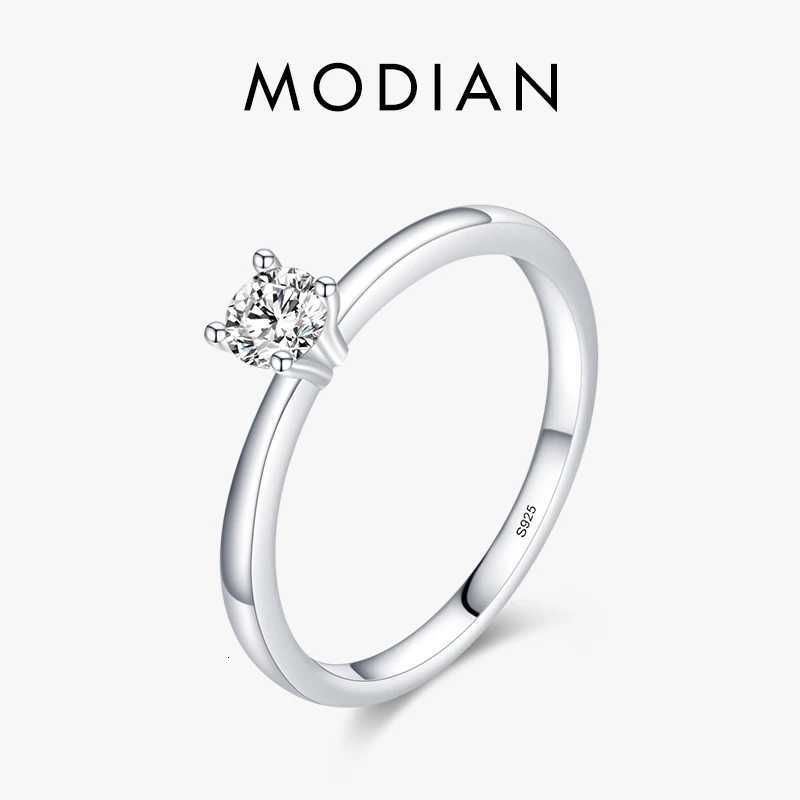 Modian 925 Sterling Silver 10 Hearts Clear CZ Simulated Diamond Simple Wedding Bands Ring For Women Statement Engagement Jewelry H260320-image-1098360238