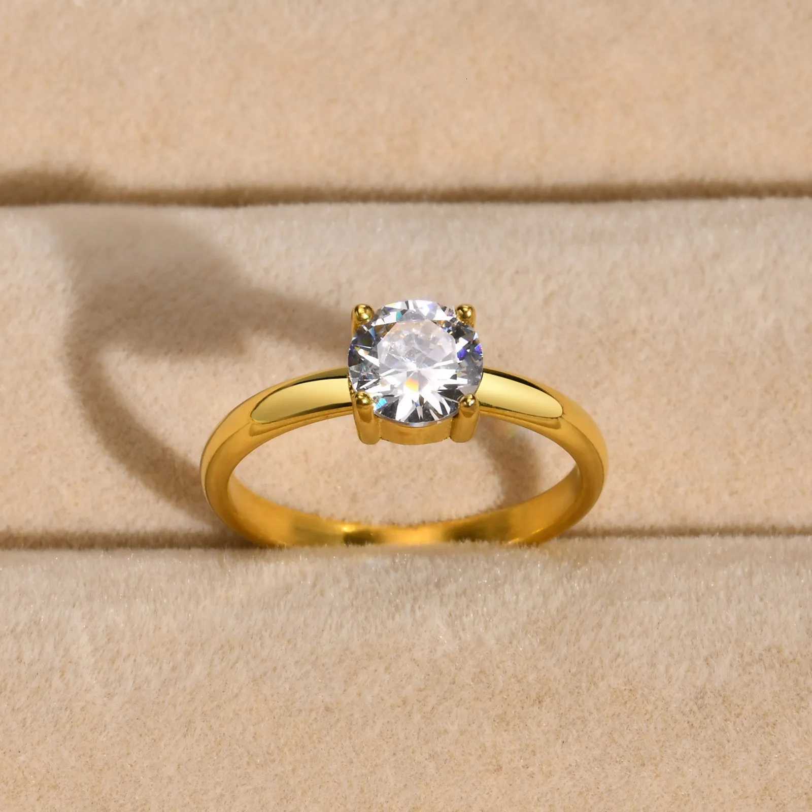 2mm Cubic Zirconia Engagement Ring for Women Eleganet Oval CZ Stone Stainless Steel Wedding Gift H260320-image-1098360635