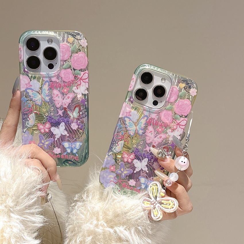 Coque de téléphone papillon laser pour Iphone 17 16 15 14 13 Pro Max Double couche 17Promax Hot Press Craft 16Promax Phone Case 15Promax Charm 15