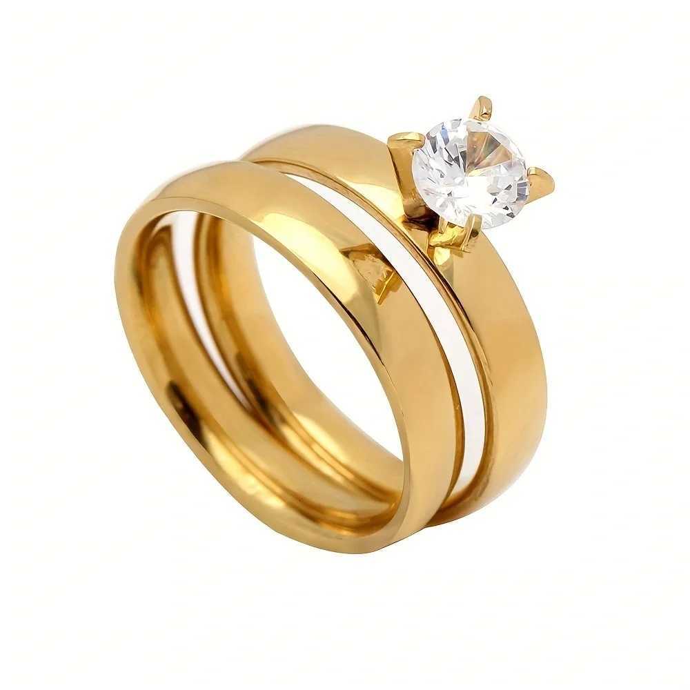 New Style Fashion Gold Plated Zircon Stainless Steel Couple Rings For Women Men Engagement Ring Valentine Day Gift Size 6-12 H260320-image-1098360176