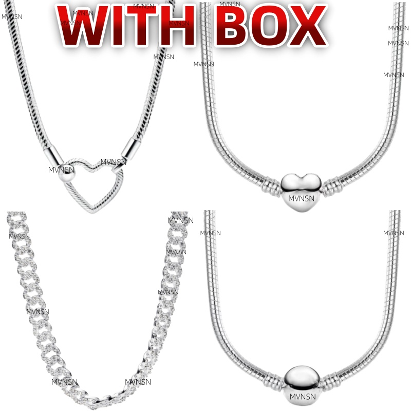 Necklace designer golden Necklace with box classic Cuba chains snake chain heart Pendant Moments necklaces for women 925 Silver luxury Jewelry festi