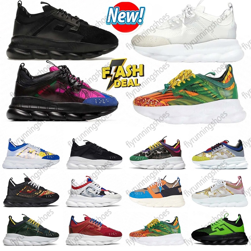Free Shipping Designer Chain Reaction sneakers shoes for mens womens Chains black white men women trainers green scarpe gold Plate-forme casual luxu