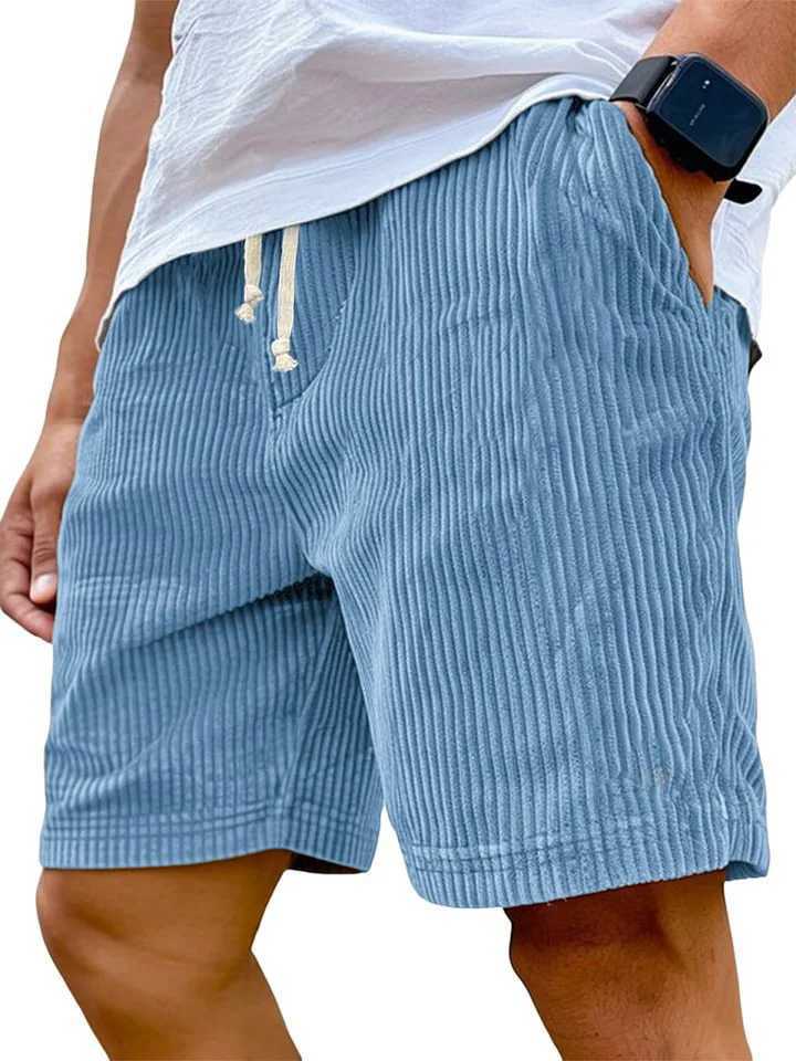 Mens Corduroy Shorts 2026 Mens Retro Casual Vintage Lace Up Knee Length Summer Short Pants for Men High Waist FashionT260319-image-1098326201