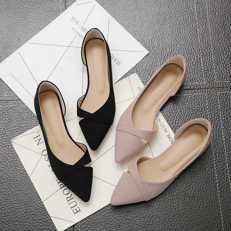 Women Flats Pink Black Pure Color Plus Small Size 33 34 Large 41 42 43 44 Suede Leather Pointed Toe Office Lady Flat Heel Shoes Z260318