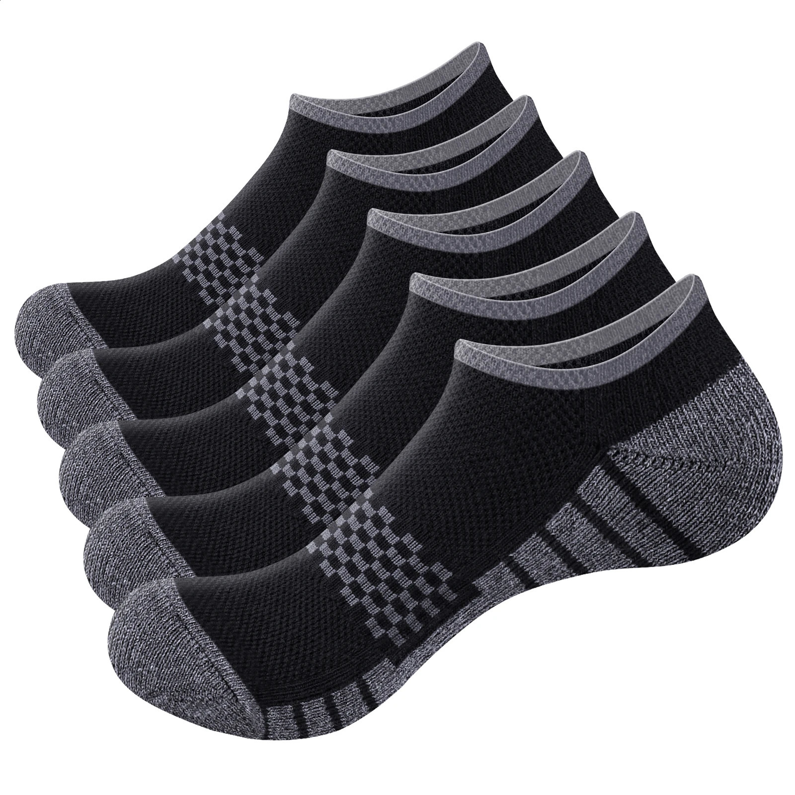 YUEDGE Mens Trainer Socks Sweat Wicking Anti-Odor Breathable Cotton Low Cut Ankle Gym Golf Athletic Running Sports Socks 260319