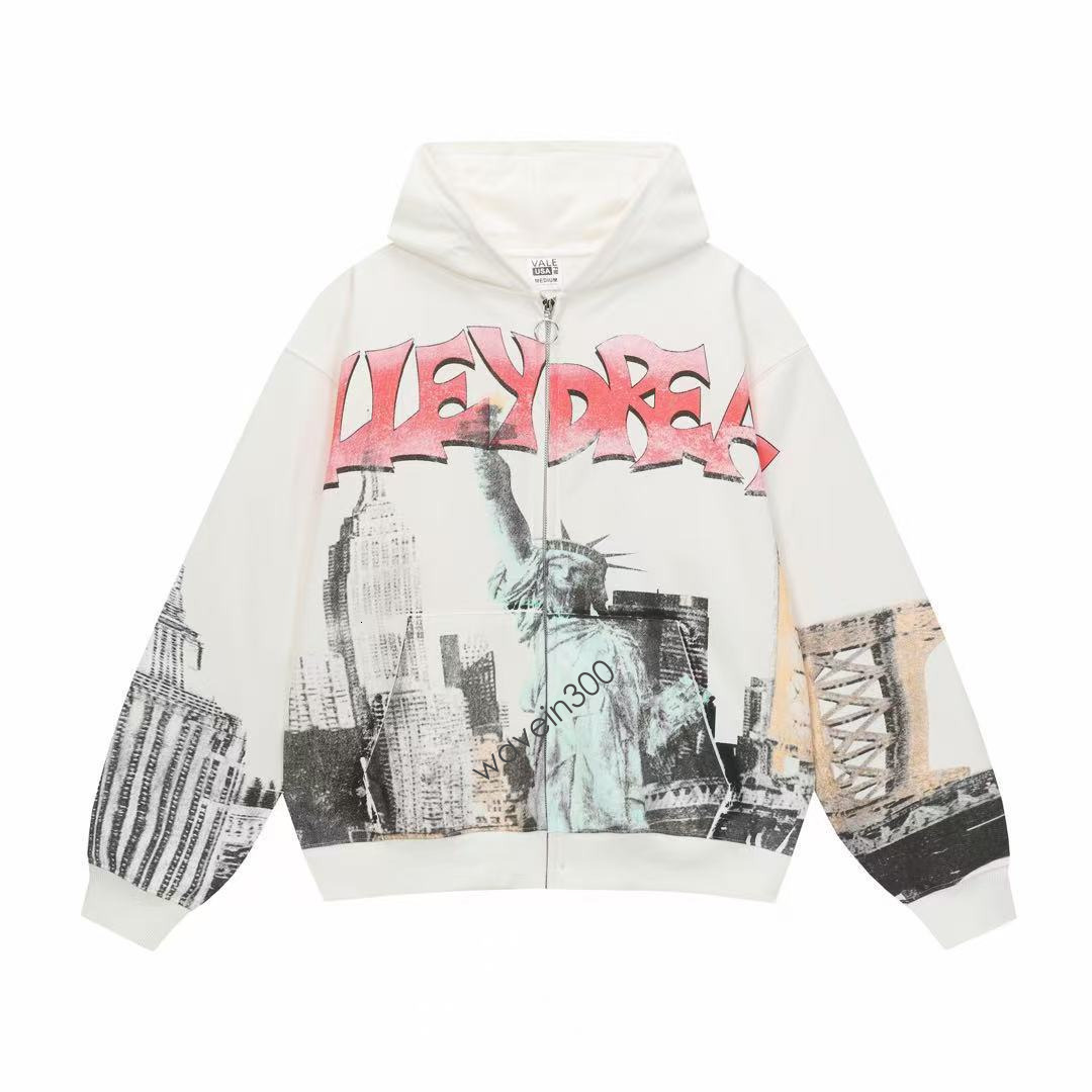 Vale Dream Jacket Vintage Graphic Hoodie Designer Mens T Shirt Unisex Washed Black White Pullover Loose Sweatshirts Retro Print Oversize Valleyes Ho