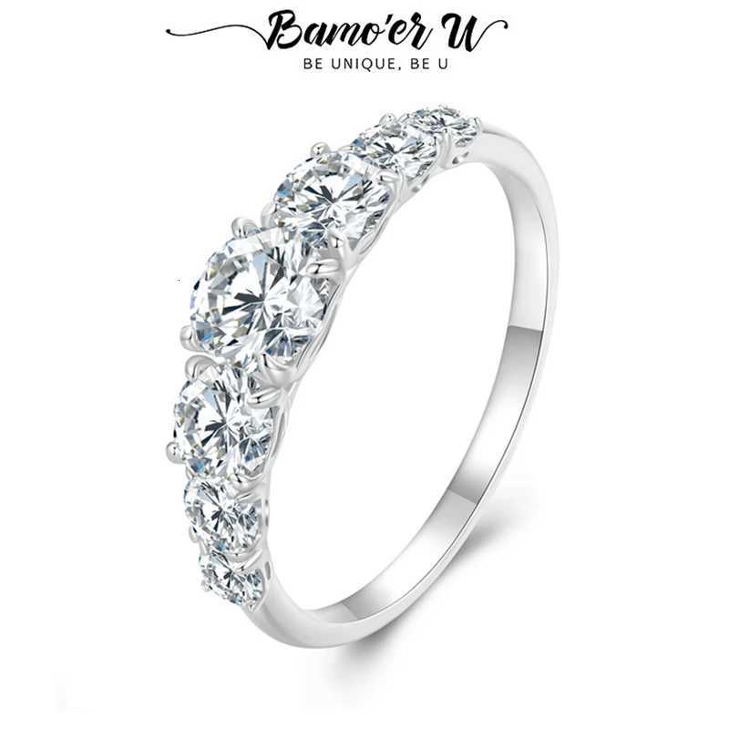 Bamoer U Moissanite Ring 925 Sterling Silver Unique 7 Moissanite Design Rings Women Fine Jewelry D Color VVS1 H260320-image-1098360519
