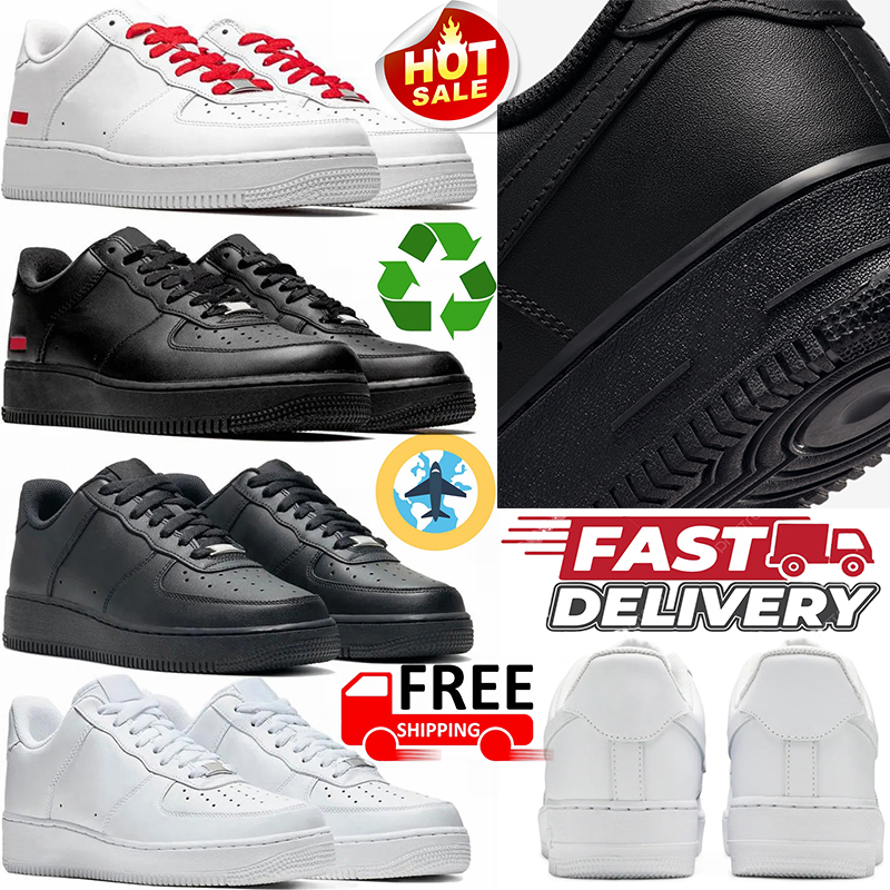 Free Shipping Running Casual Shoes 1 Classic Mens Women S Triple Black White Leather Sports Running Trainers Running Shoes