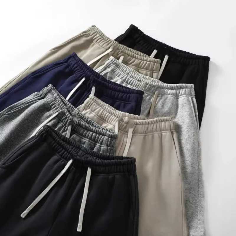 Short de sport pour hommes, quatre saisons, Fitness, ample, noir pur, tricoté, coton, décontracté, Streetwear, short de gymnastique, T260319
