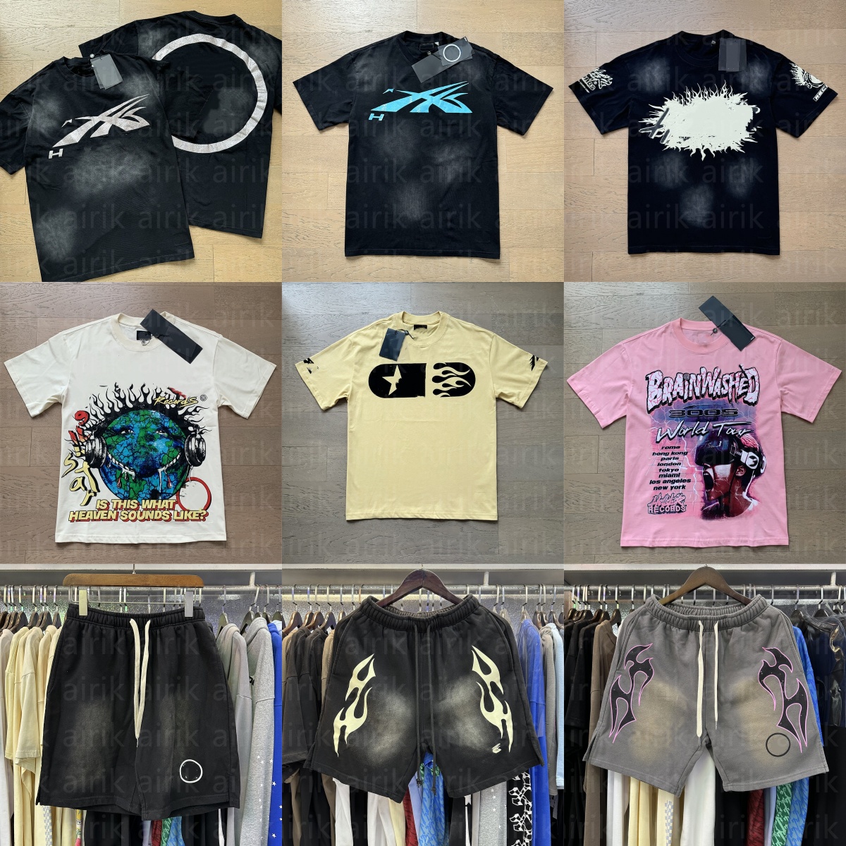 T-shirt men's long sleeved T-shirt designer new pure cotton breathable T-shirt summer fashion washed heavy craft retro printed sleeved shirt-image-764717825