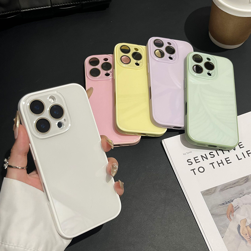 Coque arrière en verre pour Iphone 17 16 15 14 13 Pro 12 11 Max Couleur unie 16Pro 17Pro 15Pro Coque de téléphone 17Promax Hard 14Pro 13Promax Co
