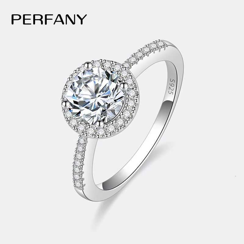PERFANY Moissanite Ring For Women S925 Pure Silver Plated 18K White Gold Round Diamond Proposal Wedding High-end Jewelry H260320-image-1098360144