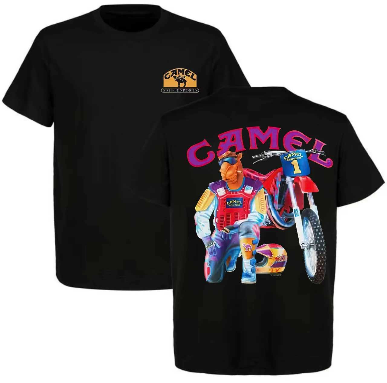Camel Smokercross Printed Oversized T-shirt 2026 Summer Mens Womens Casual Pure Cotton T-shirt Mens Street Wear Y2K Q260319