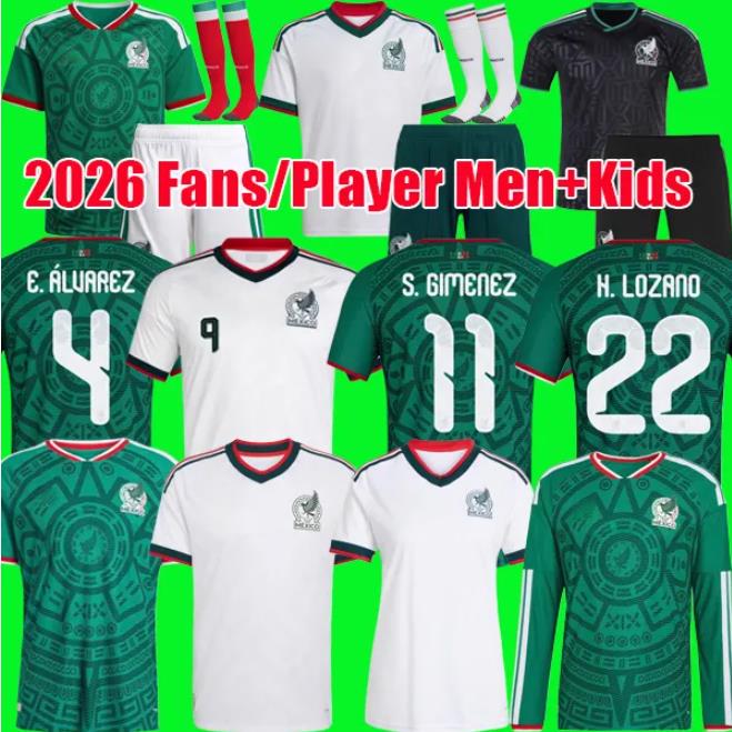 S-4XL Mexico 2026 soccer jerseys VEGA RAUL CHICHARITO LOZANO J. QUInONES 25 26 H.LOZANO football kit shirts men and kids sets black gold cup kit-image-949892145
