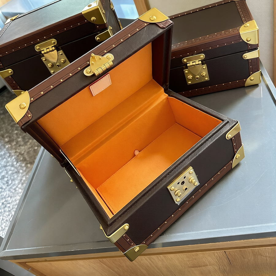 Boîtes à bijoux de créateurs Boîtes à montres de luxe Étuis imprimés Clé classique Papeterie Bijoux Grande capacité Poignée en cuir Ensemble Boît