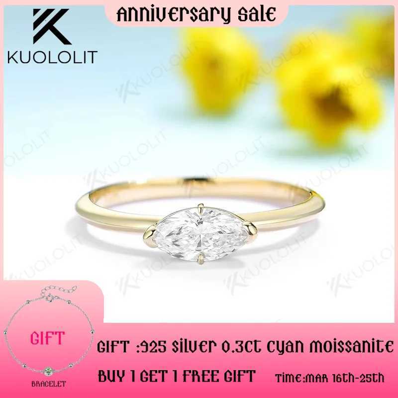 Kuololit 05CT Lab Grown Diamond Engagement Ring for Women Solid 18K 14K 10K 585 Yellow Gold Marquise Ring for Christmas Gifts H260320-image-1098360257