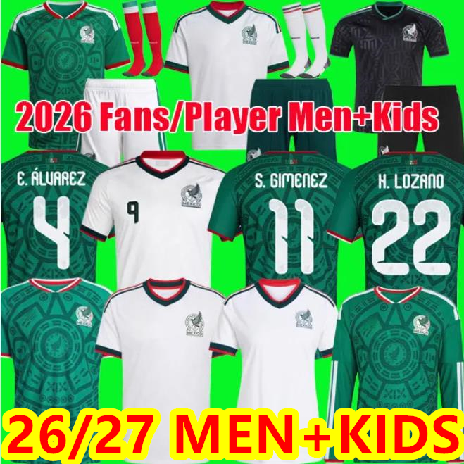 Mexico jersey 2026 World Cup Home away Kit soccer jerseys A. VEGA C. HUERTA L. ROMO RAUL football shirts men kids kit set Pink Black White specia-image-775693418