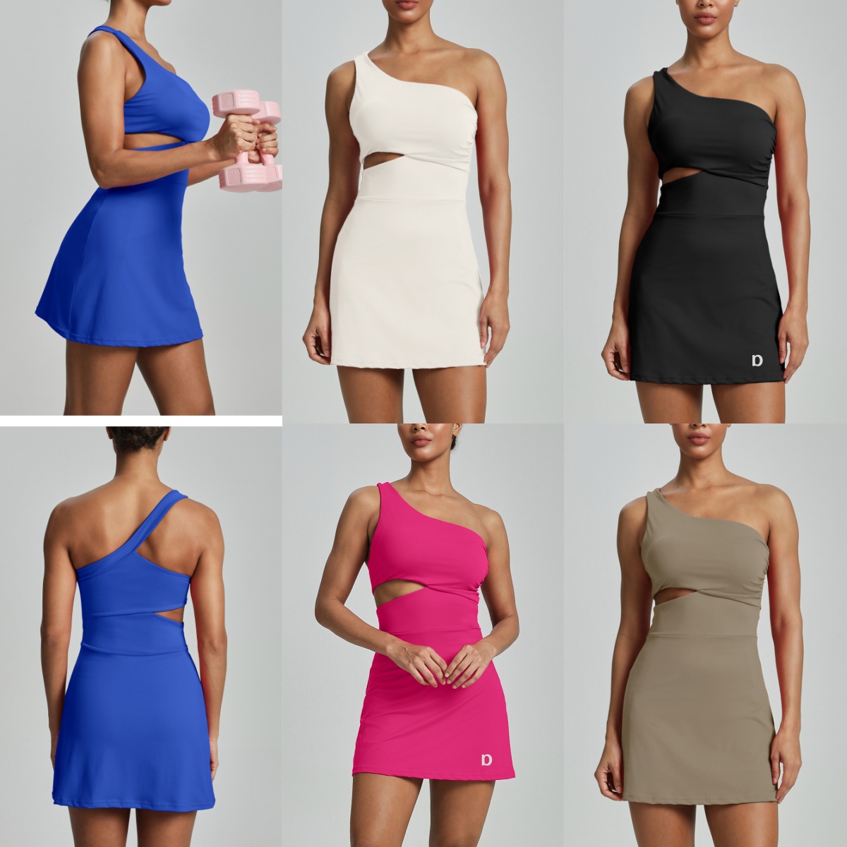 A1975 Slant Cut Skirt with Sexy Two-Piece Design Fashionable Womens Sports Dress Trendy Slim-Fit Athletic Jumpsuit