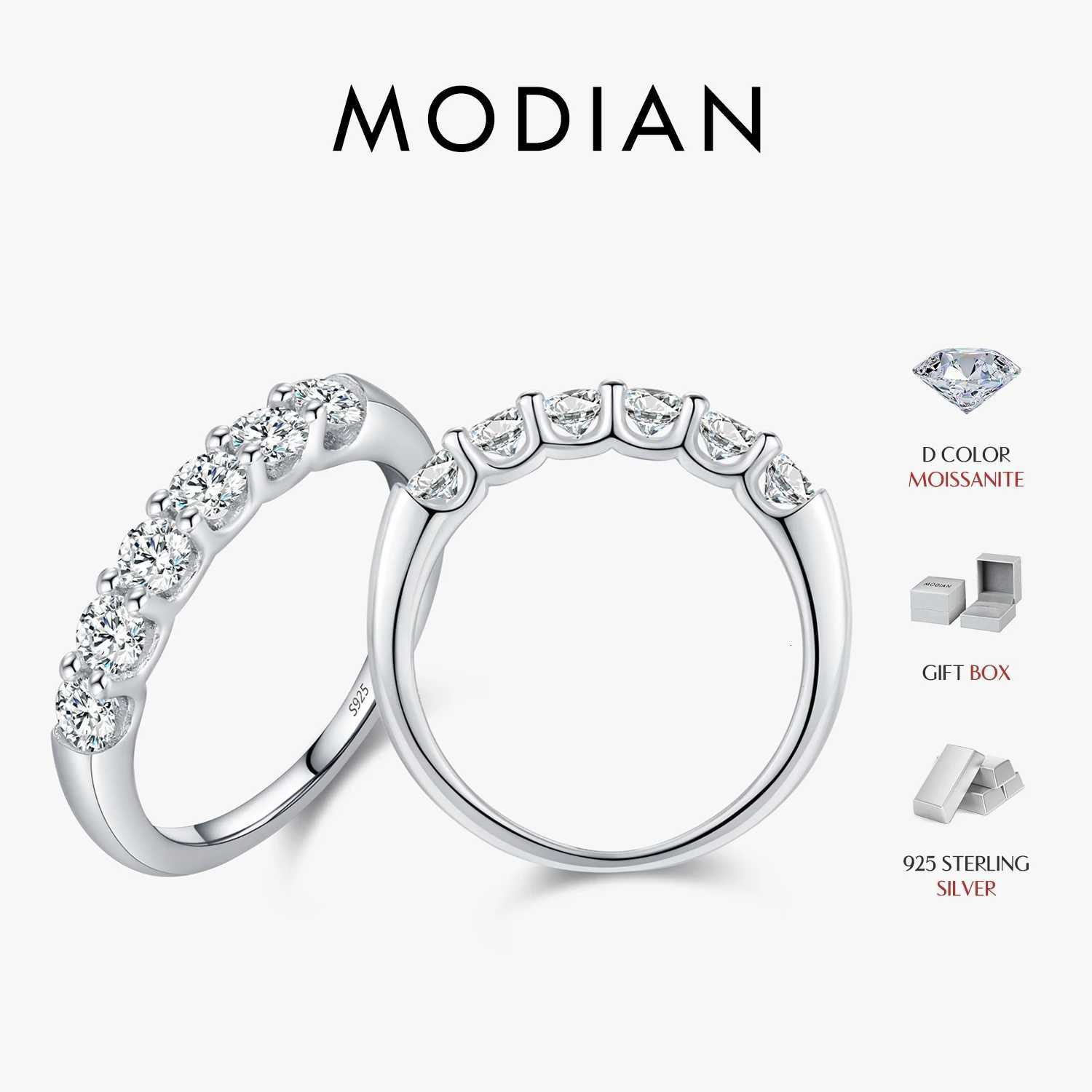 MODIAN D Color VVS1 EX Round Moissanite Ring 925 Sterling Silver Eternity Bands Rings Women Wedding Engagement Luxury Jewelry H260320-image-1098360721