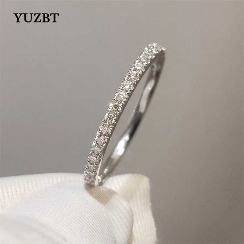 YUZBT 9K 10K White Gold Brilliant Cut 03 Carats Diamond Tester Past D Color Moissanite Engagement Ring Korean Style Jewelry H260320-image-1098360114