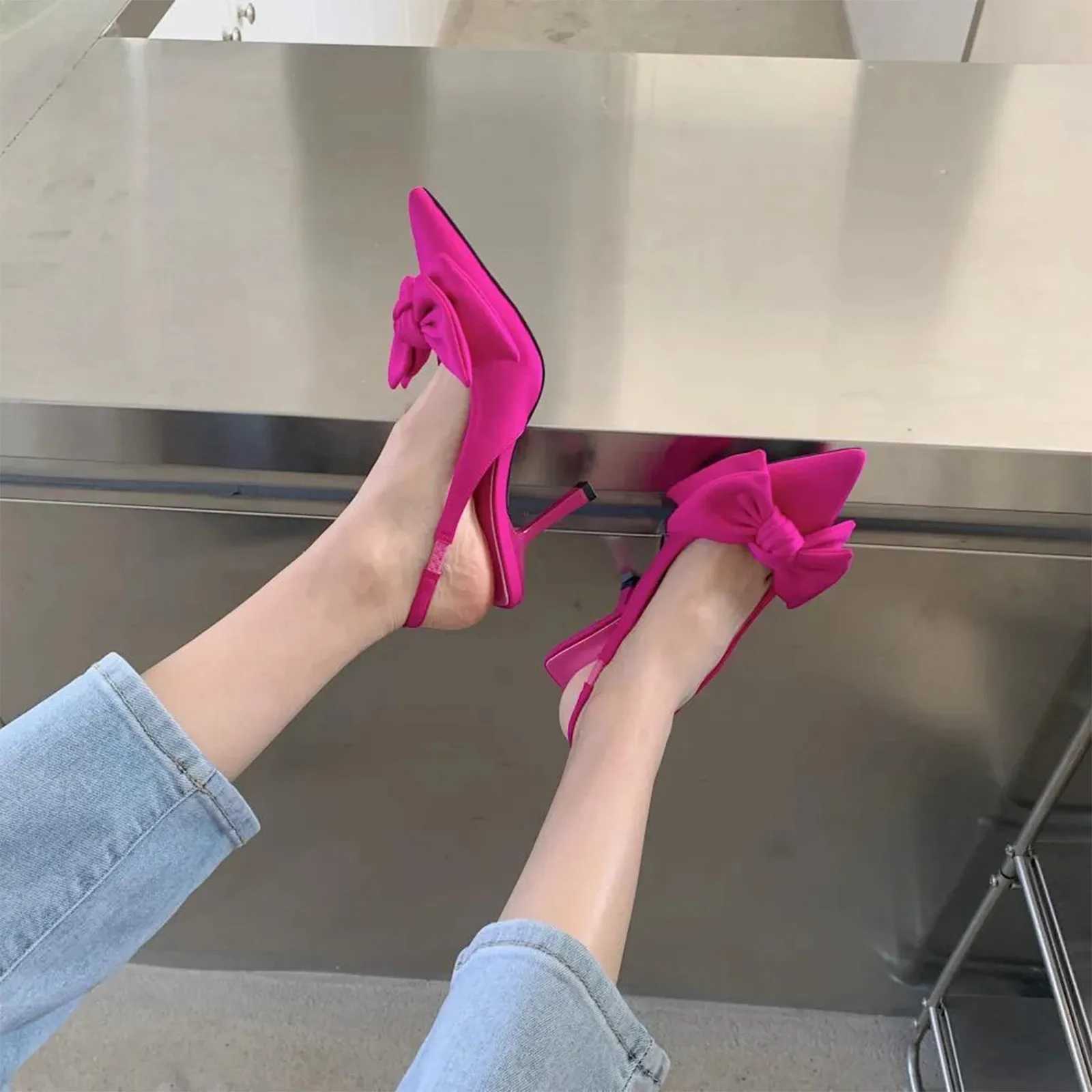 Slim High Heels Spring New Butterfly WomenS Oblique Heels Sexy Charming Dress Ladies Spring And Summer High-End Pointed Arched Z260318