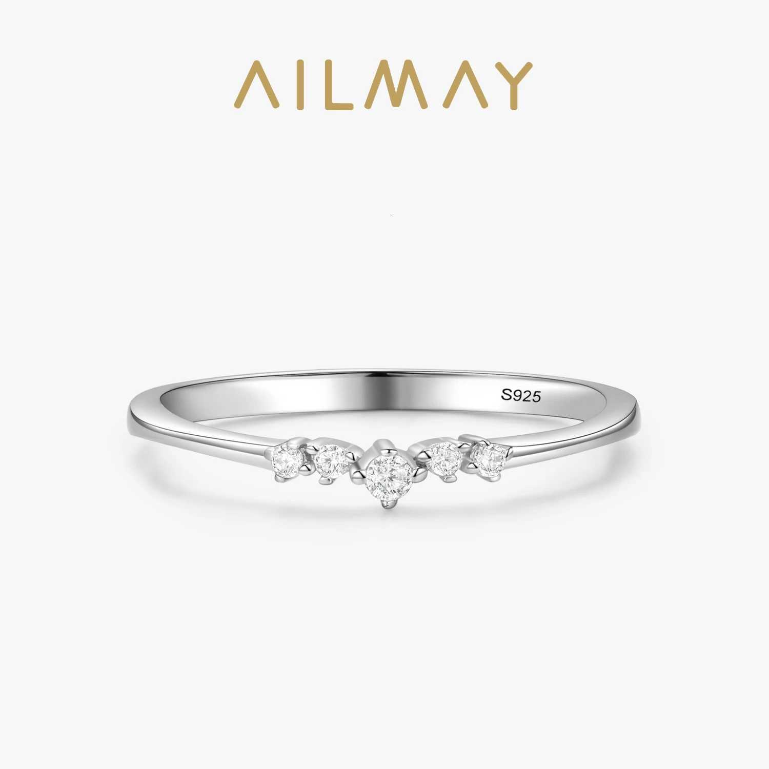 Ailmay New Arrival Simple Cubic Zirconia Fashion Charm 925 Sterling Silver Stackable Rings For Women Wedding Engagement Jewelry H260320-image-1098360619