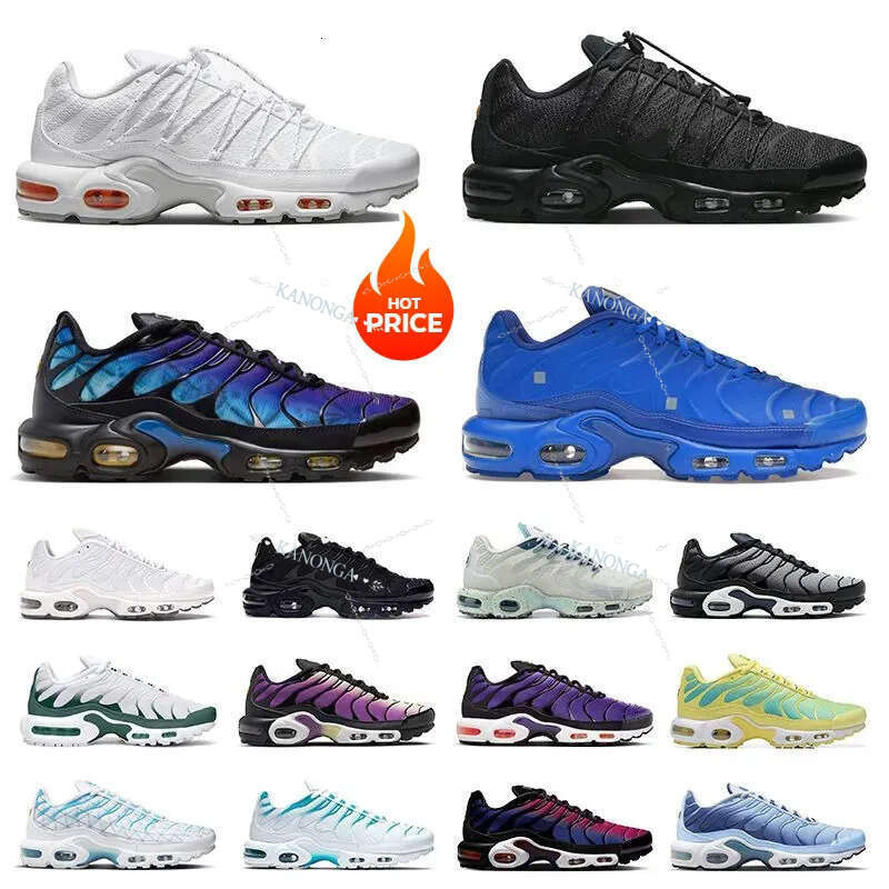 Free Hipping Tn A+ Plu S Utility Running Shoe Men Women Terracape All Black White Atlanta Fc Icon Blue Fury France 25Th Anniverary Big Size Sneaker