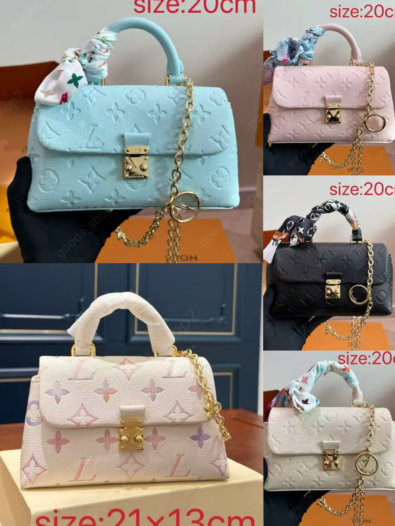 Summer new design designer nano madeleine messenger bag chain bag classic embossed cowhide leather shoulder bag handbag crossbody bag woman's w