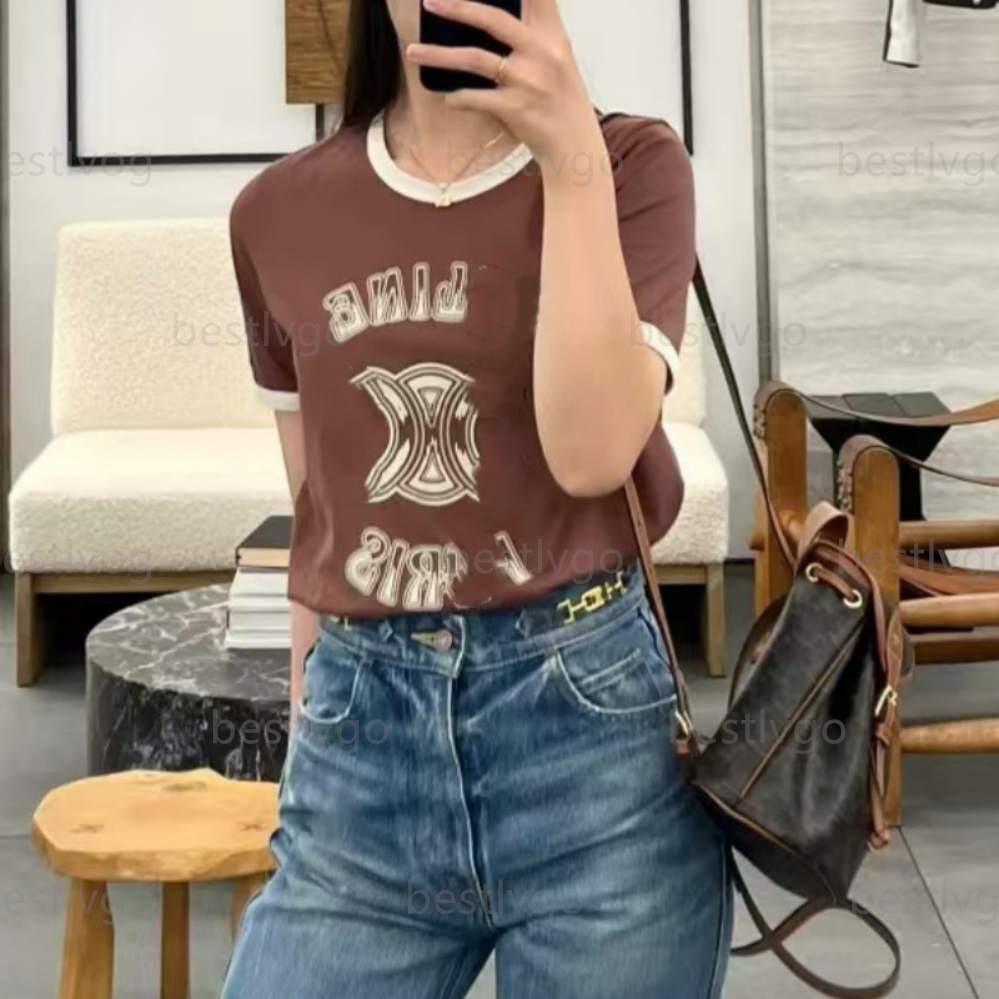 designer women T-shirt casual loose top clothing New letter printed patchwork contrasting short sleeve women T-shirt fashion round neck top SML