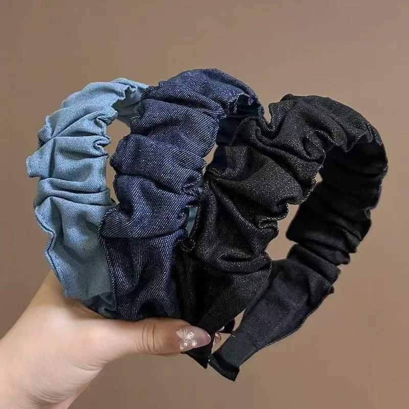 Fashion Womens Ruffled Denim Headbands for Ladies And Girls Casual Shopping Headpiece Hair Accessories H260321-image-1098450720