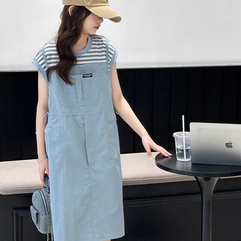 Girls dress summer dress childrens vest dress fake two girls western-style long dress A-line skirtT260319-image-1098410847