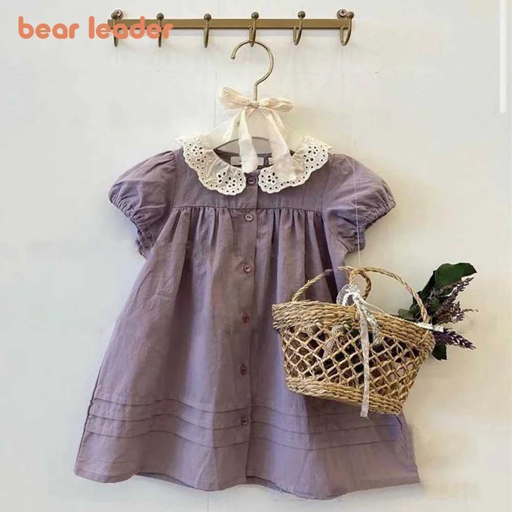 Bear Leader Girls Summer Dress Lace Collar Puff Sleeved Elegant Baby Kids Princess Birthday Dresses Children Clothes VestidosT260319-image-1098409668