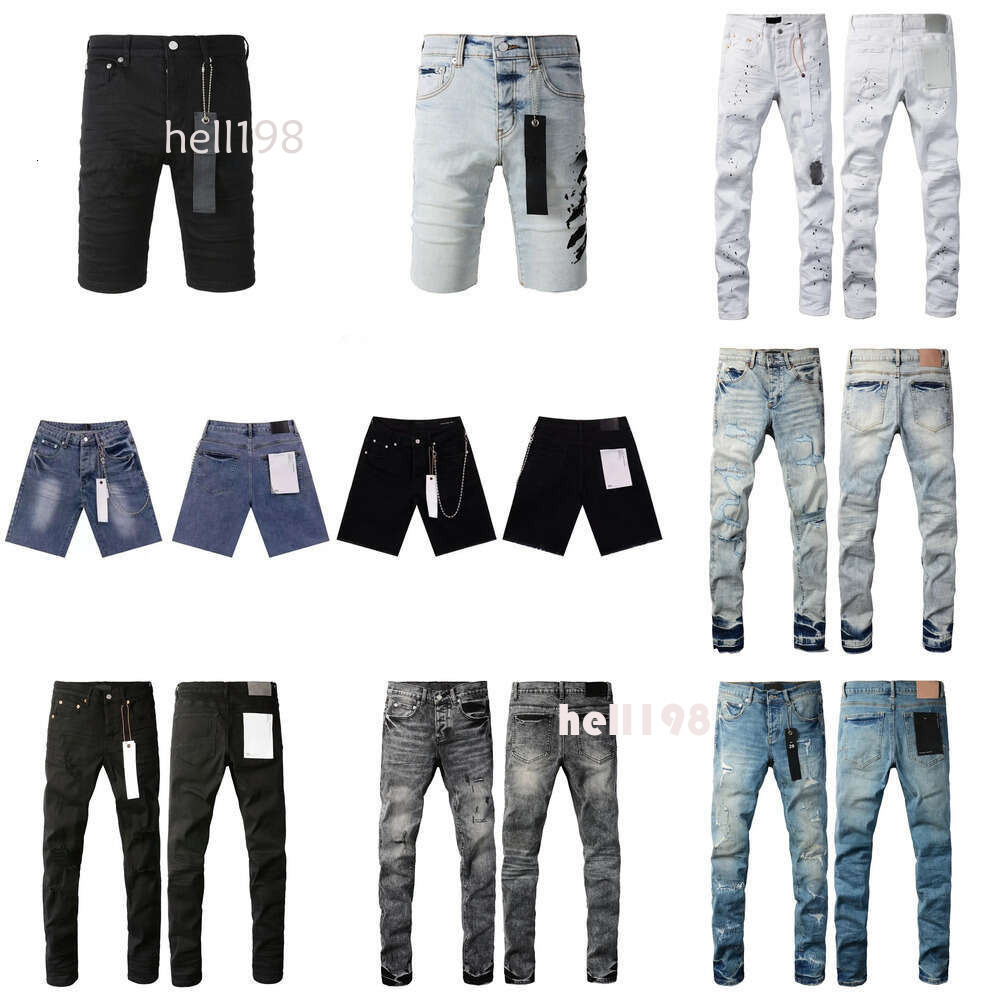 Jean Mens Purples jeans Trousers for mens Denim Designer Jeans Men Black Pants High end Quality mens designer jean black pencil pants hole casual-image-1098407731