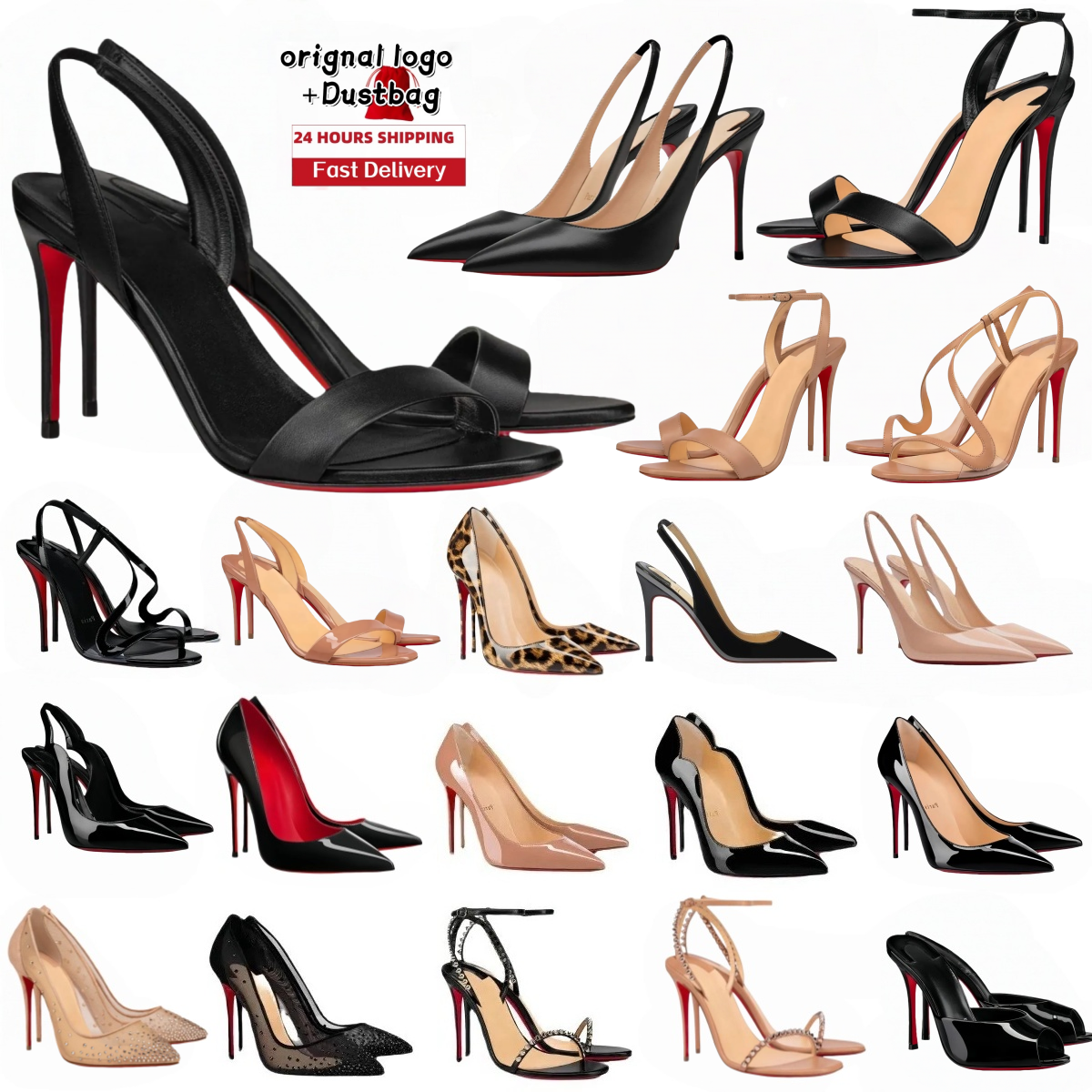 heels Designer Scarpe eleganti da donna Sandali spuntati rossi 6 cm 8 cm 10 cm 12 cm Tacchi fondo di lusso Classico in vernice nera Décolleté con ta
