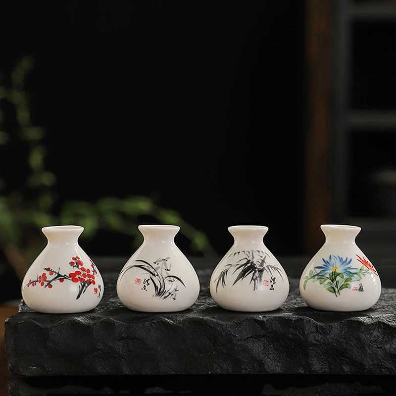 Retro White Chinese Style Mini Ceramic Vase Niche Home Dry Ice Kettle Ornament DIY Decoration Miniatures Flower Vase Crafts GiftT260321-image-1098424568