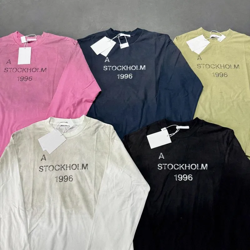 Designer T Shirts Mens Womens STOCKHOLM 1996 T-shirts Loose Tees Acnes Tops Man Casual Shirt Streetwear Studioly Shorts Sleeve Polos Tshirts Size S-