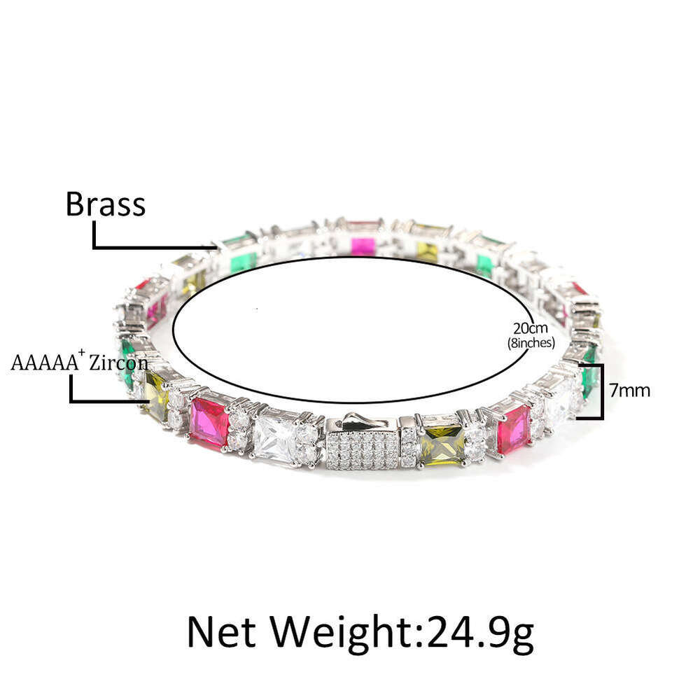 Hip Hop retro cute Fashion supply light luxury colorful Moissanite ins fashion new diamond-encrusted bracelet