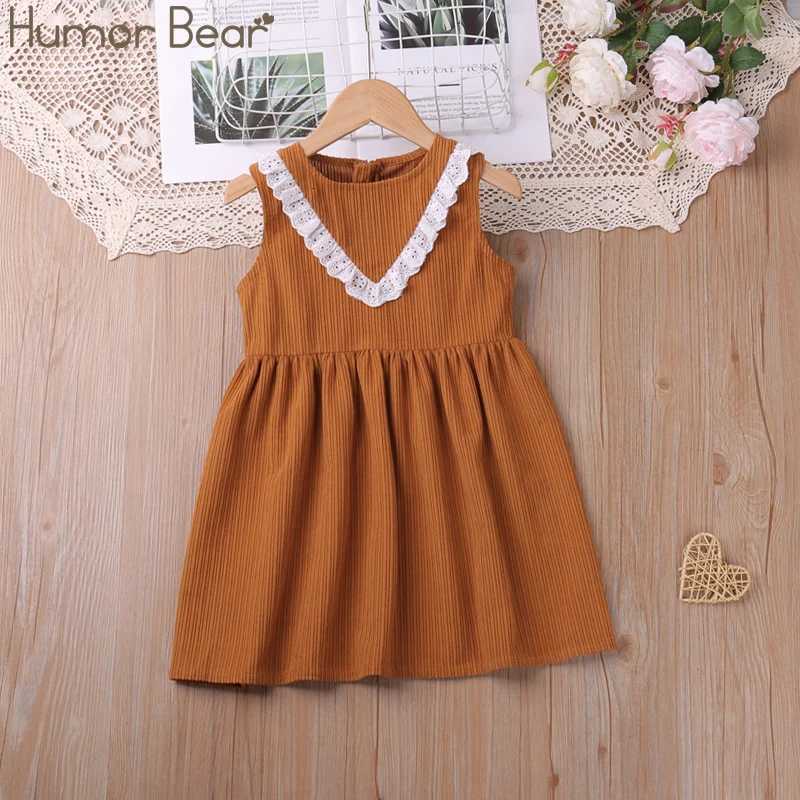 Humor Bear Girl Summer Dress Outfits Textured Lace Edge Panel Sleeveless Dress Back Zipper Vintage Elegance Children ClothingT260319-image-1098411312