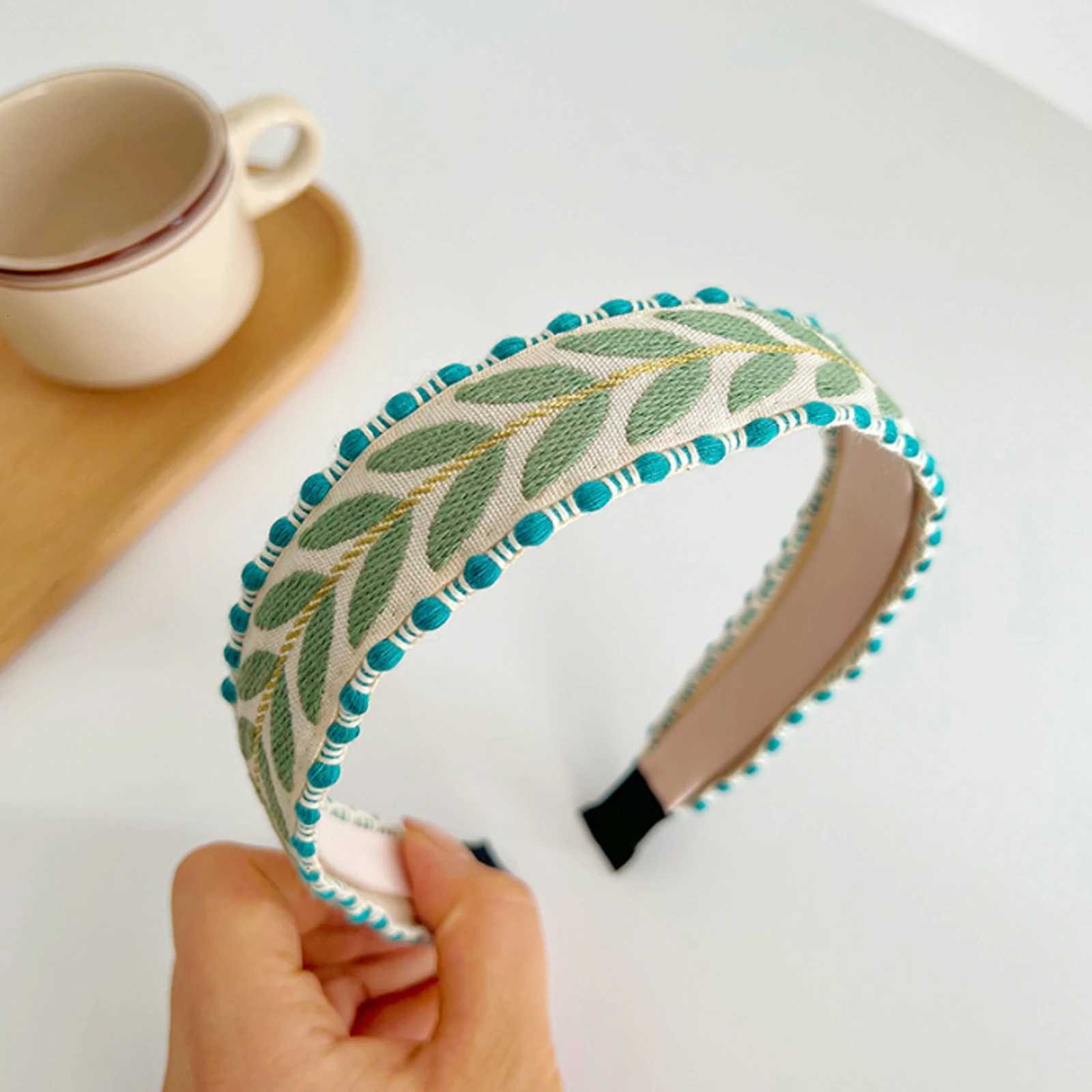 PROLY New Fashion Headband For Women Top Bohemia Leaf Embroidery Hairband Girls Spring Turban Hair Accessories Wholesale H260321-image-1098450785